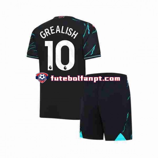 Camisola Alternativa (2ª) Manchester City Jack Grealish 10 Época 2023/2024 Manga Curta ,Criança