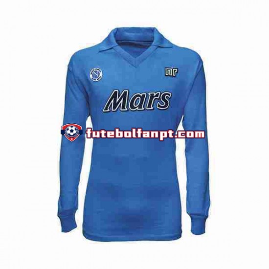 Camisola Principal Napoli Retro 1989 1990 Manga Comprida ,Homem