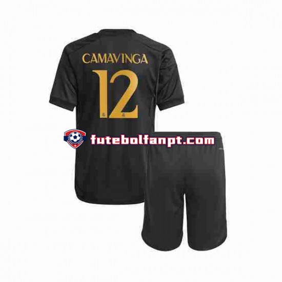 Camisola Alternativa (2ª) Real Madrid Eduardo Camavinga 12 Época 2023/2024 Manga Curta ,Criança