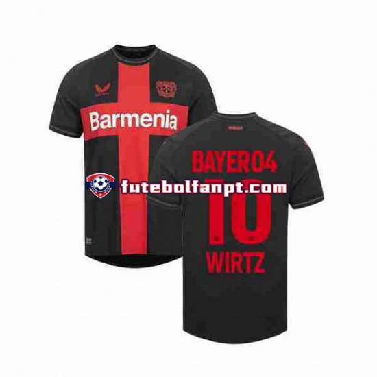 Camisola Principal Bayer 04 Leverkusen Florian Wirtz 10 Época 2023/2024 Manga Curta ,Homem