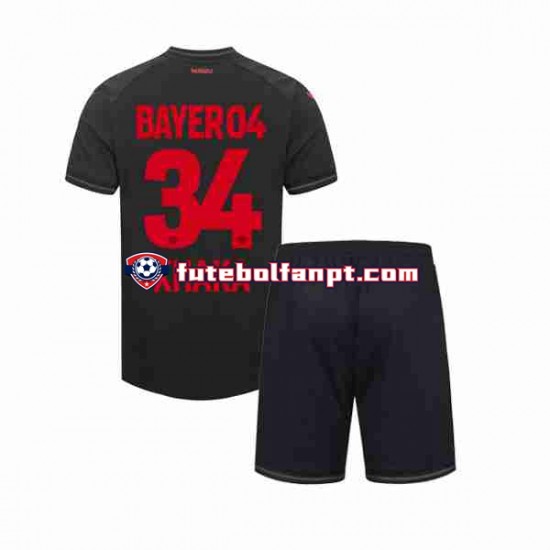 Camisola Principal Bayer 04 Leverkusen Granit Xhaka 34 Época 2023/2024 Manga Curta ,Criança