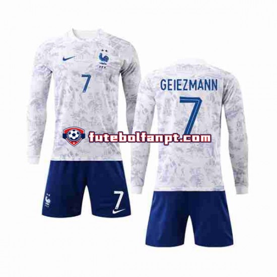 Camisola Alternativo Seleção Francesa Griezmann 7 World Cup 2022 Manga Comprida ,Criança