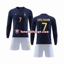 Camisola Principal Seleção Francesa Griezmann 7 World Cup 2022 Manga Comprida ,Criança