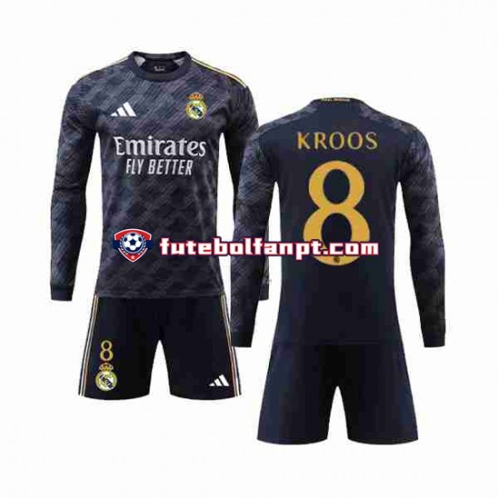 Camisola Alternativo Real Madrid Kroos 8 Época 2023/2024 Manga Comprida ,Criança