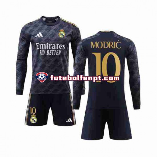 Camisola Alternativo Real Madrid Luka Modric 10 Época 2023/2024 Manga Comprida ,Criança