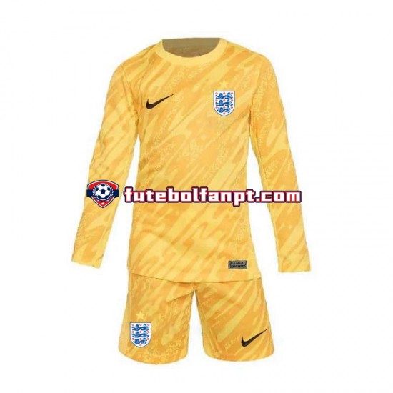 Camisola Alternativo Guarda-redes Seleção Inglesa Amarelo Euro 2024 Manga Comprida ,Criança