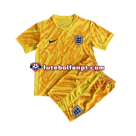 Camisola Alternativo Guarda-redes Seleção Inglesa Amarelo Euro 2024 Manga Curta ,Criança