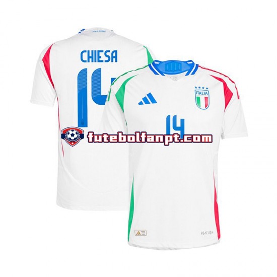 Camisola Alternativo Seleção Italiana Branco Chiesa 14 Euro 2024 Manga Curta ,Homem