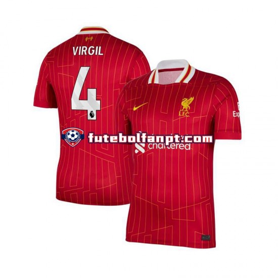 Camisola Principal Liverpool Vermelho Virgil van Dijk 4 Época 2024/2025 Manga Curta ,Homem