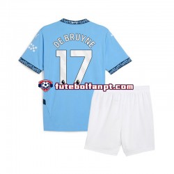 Camisola Principal Manchester City Azul Kevin De Bruyne 17 Época 2024/2025 Manga Curta ,Criança