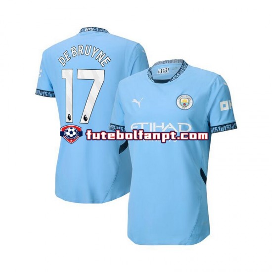 Camisola Principal Manchester City Azul Kevin De Bruyne 17 Época 2024/2025 Manga Curta ,Homem