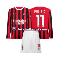 Camisola Principal AC Milan Christian Pulisic 11 Época 2024/2025 Manga Comprida ,Criança