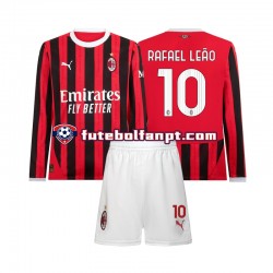 Camisola Principal AC Milan Rafael Leao 10 Época 2024/2025 Manga Comprida ,Criança