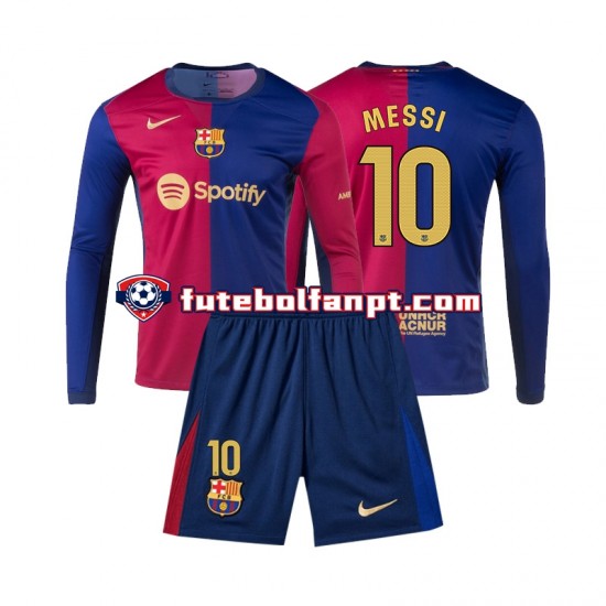 Camisola Principal FC Barcelona Lionel Messi 10 Época 2024/2025 Manga Comprida ,Criança