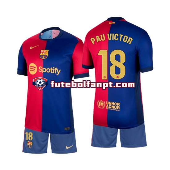 Camisola Principal FC Barcelona Pau Victor 18 Época 2024/2025 Manga Curta ,Criança