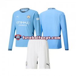 Camisola Principal Manchester City Época 2024/2025 Manga Comprida ,Criança