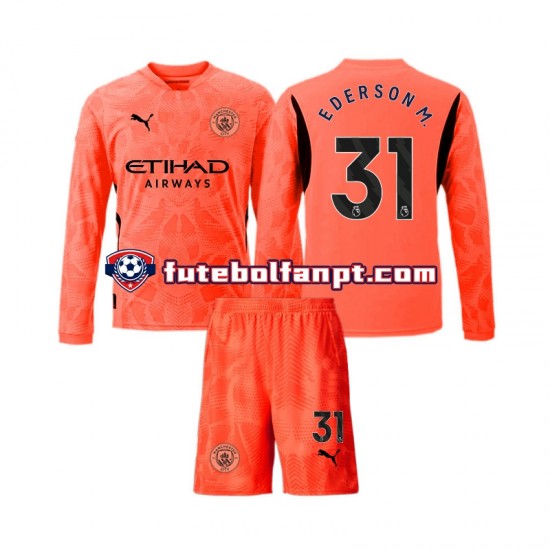 Camisola Alternativo Guarda-redes Manchester City Ederson Moraes 31 Época 2024/2025 Manga Comprida ,Criança