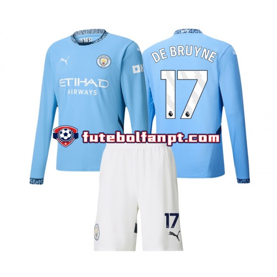 Camisola Principal Manchester City Kevin De Bruyne 17 Época 2024/2025 Manga Comprida ,Criança