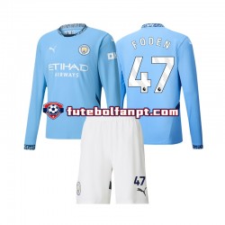 Camisola Principal Manchester City Phil Foden 47 Época 2024/2025 Manga Comprida ,Criança