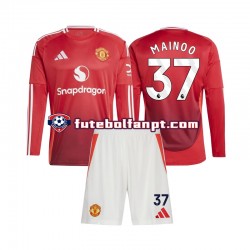 Camisola Principal Manchester United Kobbie Mainoo 37 Época 2024/2025 Manga Comprida ,Criança