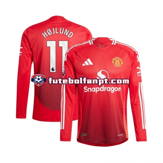 Camisola Principal Manchester United Rasmus Hojlund 11 Época 2024/2025 Manga Comprida ,Homem