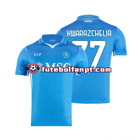 Camisola Principal Napoli Khvicha Kvaratskhelia 77 Época 2024/2025 Manga Curta ,Homem