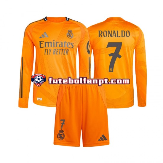 Camisola Alternativo Real Madrid Cristiano Ronaldo 7 Época 2024/2025 Manga Comprida ,Criança