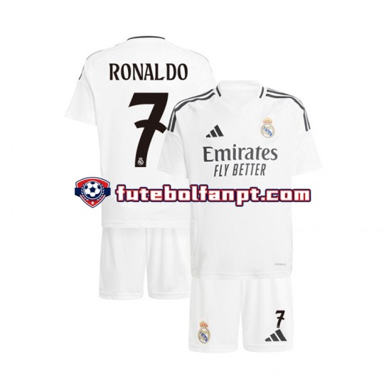 Camisola Principal Real Madrid Cristiano Ronaldo 7 Época 2024/2025 Manga Curta ,Criança