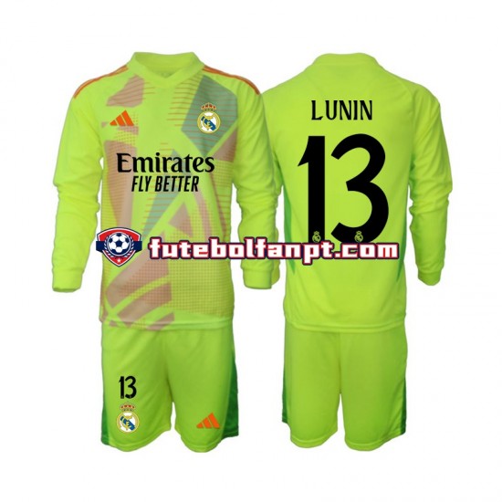 Camisola Alternativa (3ª) Guarda-redes Real Madrid Lunin 13 Época 2024/2025 Manga Comprida ,Criança